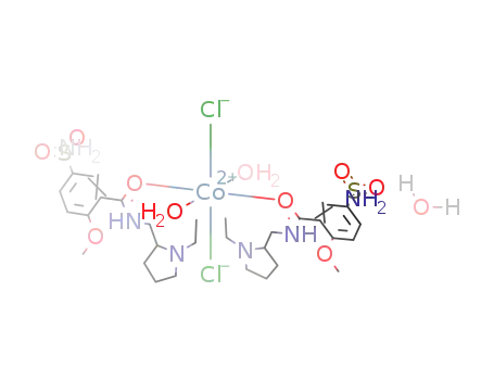 Molecular Structure of 1235753-73-7 ([Co(chloride)2(2-methoxy-5-sulphamoyl-N-((1-ethylpyrrolidin-2-yl)methyl)benzamide)2(water)2]*(water))