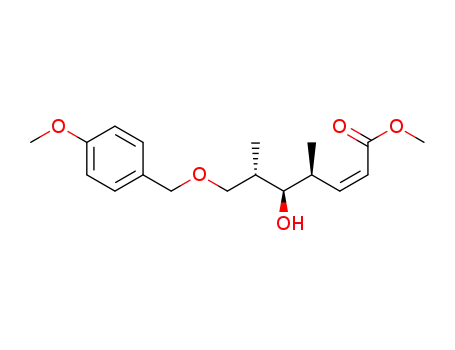Molecular Structure of 926010-56-2 (2-Heptenoic acid,
5-hydroxy-7-[(4-methoxyphenyl)methoxy]-4,6-dimethyl-, methyl ester,
(2Z,4S,5R,6S)-)