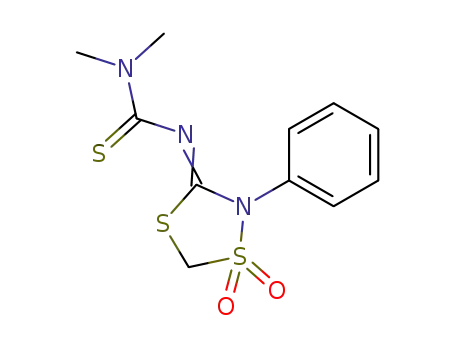 Molecular Structure of 64803-02-7 (3-(1,1-dioxido-2-phenyl-1,4,2-dithiazolidin-3-ylidene)-1,1-dimethylthiourea)