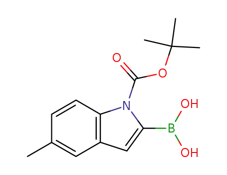 Molecular Structure of 475102-14-8 (1-BOC-5-METHYL-1H-INDOLE-2-BORONIC ACID)