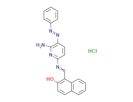 Molecular Structure of 1454284-42-4 (1-({[6-amino-5-(2-phenyldiazenyl)pyridin-2-yl]imino}methyl)-2-naphthol hydrochloride)