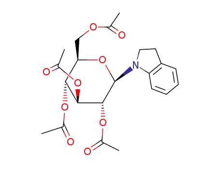 Molecular Structure of 22855-03-4 (2,3-Dihydro-1-(2-O,3-O,4-O,6-O-tetraacetyl-β-D-glucopyranosyl)-1H-indole)