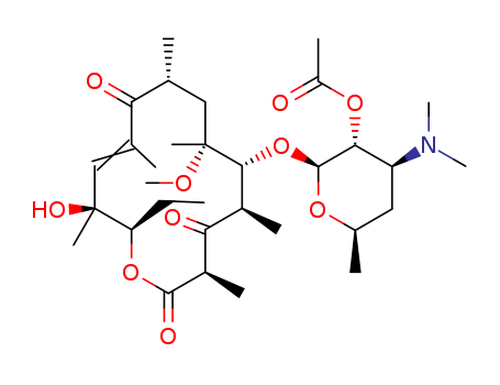 Erythromycin,3-de[(2,6-dideoxy-3-C-methyl-3-O-methyl-a-L-ribo-hexopyranosyl)oxy]-10,11-didehydro-11-deoxy-6-O-methyl-3-oxo-,2'-acetate (9CI)