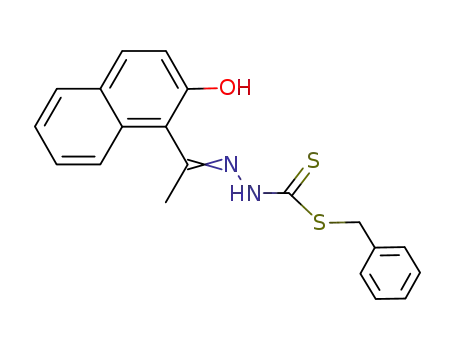 Molecular Structure of 105235-77-6 (Hydrazinecarbodithioic acid, [1-(2-hydroxy-1-naphthalenyl)ethylidene]-,
phenylmethyl ester)
