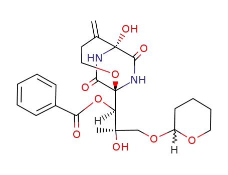 (1<i>S</i>)-1-((1<i>S</i>,2<i>S</i>)-1-benzoyloxy-2-hydroxy-2-methyl-3-(Ξ)-tetrahydropyran-2-yloxy-propyl)-6-hydroxy-5-methylene-2-oxa-7,9-diaza-bicyclo[4.2.2]decane-8,10-dione
