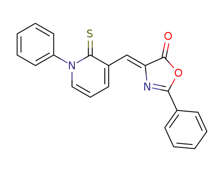 Molecular Structure of 80947-47-3 (2-phenyl-4-[(1-phenyl-2-thioxo-1,2-dihydropyridin-3-yl)methylidene]-1,3-oxazol-5(4H)-one)