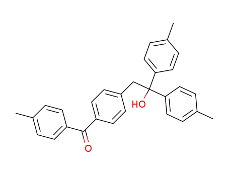 Molecular Structure of 100181-13-3 (Methanone,
[4-[2-hydroxy-2,2-bis(4-methylphenyl)ethyl]phenyl](4-methylphenyl)-)