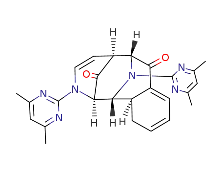 Molecular Structure of 67678-46-0 (3,13-bis-(4,6-dimethylpyrimidin-2-yl)-12a,12-dihydro-(8a,12a-benzo)-3,13-diazatricyclo<5.3.1.1<sup>2,6</sup>>dodec-4-ene-8,14-dione)