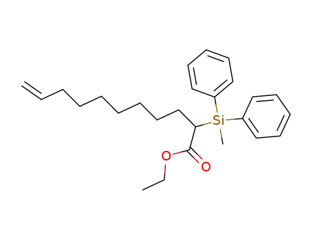 Molecular Structure of 89968-59-2 (10-Undecenoic acid, 2-(methyldiphenylsilyl)-, ethyl ester)
