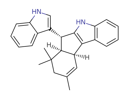 96624-37-2,yuehchukene,Indeno[2,1-b]indole,5,6,6a,7,8,10a-hexahydro-6-(1H-indol-3-yl)-7,7,9-trimethyl-, (6a,6aa,10aa)-(?à)-; (?à)-Yuehchukene; Indeno[2,1-b]indole,5,6,6a,7,8,10a-hexahydro-6-(1H-indol-3-yl)-7,7,9-trimethyl-, (6a,6aa,10aa)-; Yuehchukene