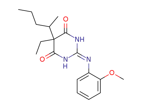 Molecular Structure of 107235-68-7 (5-ethyl-2-[(2-methoxyphenyl)imino]-5-(1-methylbutyl)dihydro-4,6(1H,5H)-pyrimidinedione)