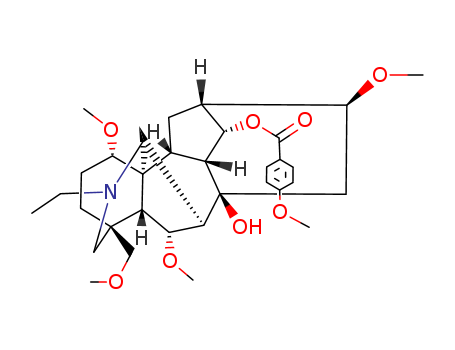 110011-76-2,Aconitane-8,14-diol,20-ethyl-1,6,16-trimethoxy-4-(methoxymethyl)-, 14-(4-methoxybenzoate), (1a,6a,14a,16b)- (9CI),11aH-12,3,6a-Ethanylylidene-7,9-methanonaphth[2,3-b]azocine,aconitane-8,14-diol deriv.; Acoforesticine