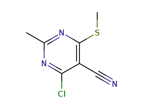 Molecular Structure of 112969-42-3 (4-CHLORO-5-CYANO-2-METHYL-6-(METHYLTHIO)PYRIMIDINE)
