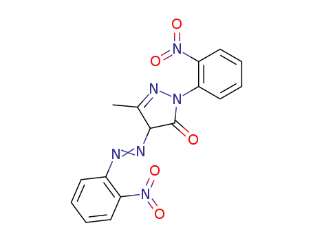Molecular Structure of 79326-60-6 (3H-Pyrazol-3-one,
2,4-dihydro-5-methyl-2-(2-nitrophenyl)-4-[(2-nitrophenyl)azo]-)
