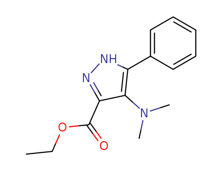 91857-68-0,Ethyl 4-dimethylamino-5-phenylpyrazole-(1H)-3-carboxylate,4-Dimethylamino-5-phenyl-1H-pyrazole-3-carboxylic acid ethyl ester;