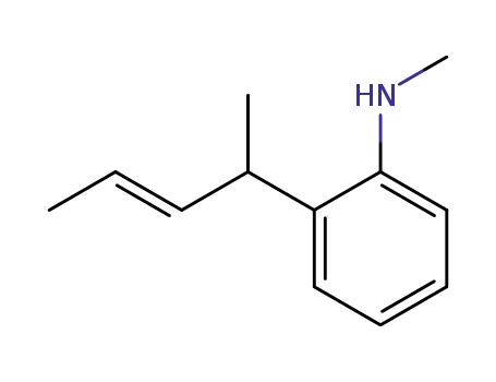 Molecular Structure of 62379-19-5 (Benzenamine, N-methyl-2-(1-methyl-2-butenyl)-, (E)-)