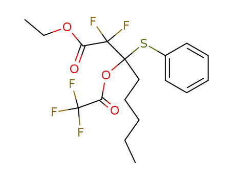 Molecular Structure of 185422-95-1 (Octanoic acid, 2,2-difluoro-3-(phenylthio)-3-[(trifluoroacetyl)oxy]-, ethyl
ester)