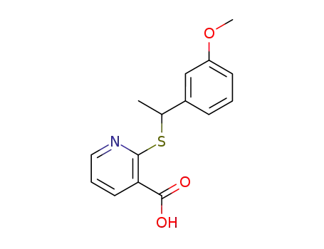 Molecular Structure of 181824-27-1 (3-Pyridinecarboxylic acid, 2-[[1-(3-methoxyphenyl)ethyl]thio]-)