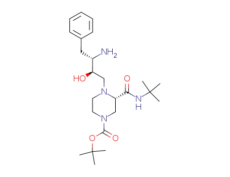 Molecular Structure of 159572-17-5 ((S)-4-((2R,3S)-3-Amino-2-hydroxy-4-phenyl-butyl)-3-tert-butylcarbamoyl-piperazine-1-carboxylic acid tert-butyl ester)