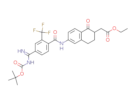 {6-[4-(tert-Butoxycarbonylamino-imino-methyl)-2-trifluoromethyl-benzoylamino]-1-oxo-1,2,3,4-tetrahydro-naphthalen-2-yl}-acetic acid ethyl ester