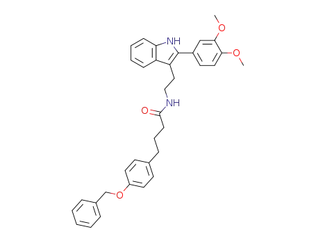 Molecular Structure of 192770-59-5 (Benzenebutanamide,
N-[2-[2-(3,4-dimethoxyphenyl)-1H-indol-3-yl]ethyl]-4-(phenylmethoxy)-)