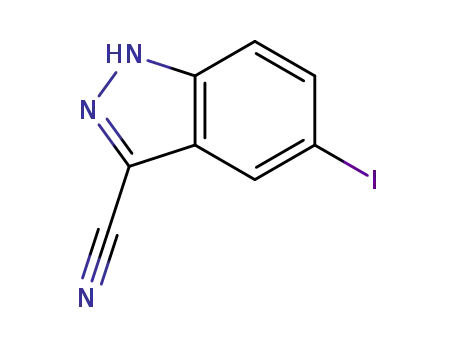 Molecular Structure of 885278-27-3 (3-CYANO-5-IODO (1H)INDAZOLE)