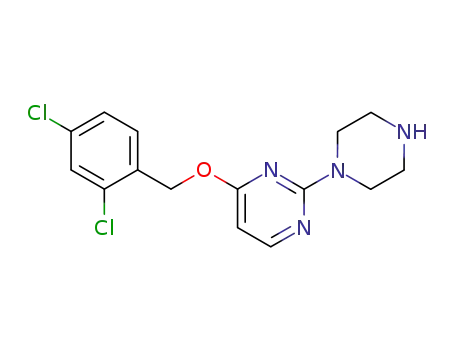 Molecular Structure of 871235-34-6 (4-(2,4-dichloro-benzyloxy)-2-piperazin-1-yl-pyrimidine)