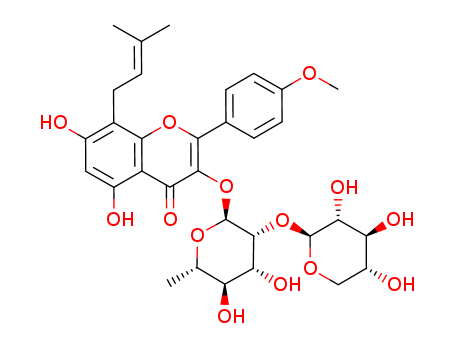 4H-1-Benzopyran-4-one,3-[(6-deoxy-2-O-b-D-xylopyranosyl-a-L-mannopyranosyl)oxy]-5,7-dihydroxy-2-(4-methoxyphenyl)-8-(3-methyl-2-buten-1-yl)-