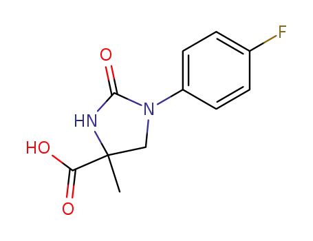 Molecular Structure of 880468-17-7 (4-Imidazolidinecarboxylic acid, 1-(4-fluorophenyl)-4-methyl-2-oxo-)