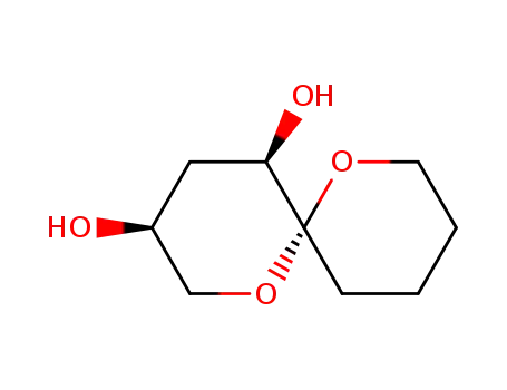 Molecular Structure of 189508-47-2 (1,7-Dioxaspiro5.5undecane-3,5-diol, (3.alpha.,5.alpha.,6.beta.)-)
