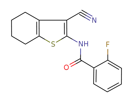 Molecular Structure of 304884-83-1 (Benzamide, N-(3-cyano-4,5,6,7-tetrahydrobenzo[b]thien-2-yl)-2-fluoro-)