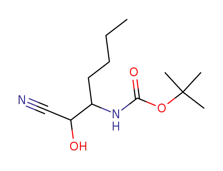 Molecular Structure of 180779-12-8 ([1-(cyano-hydroxy-methyl)-pentyl]-carbamic acid <i>tert</i>-butyl ester)