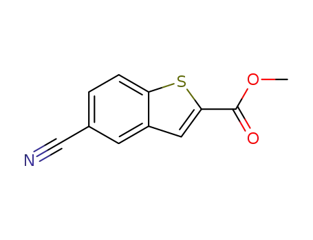 Molecular Structure of 146137-93-1 (5-CYANO-BENZO[B]THIOPHENE-2-CARBOXYLIC ACID METHYL ESTER)