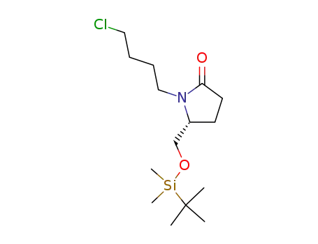 Molecular Structure of 540721-65-1 (2-Pyrrolidinone,
1-(4-chlorobutyl)-5-[[[(1,1-dimethylethyl)dimethylsilyl]oxy]methyl]-, (5R)-)