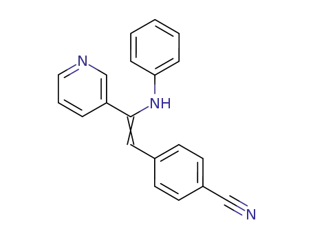 Molecular Structure of 114444-24-5 (Benzonitrile, 4-[2-(phenylamino)-2-(3-pyridinyl)ethenyl]-)