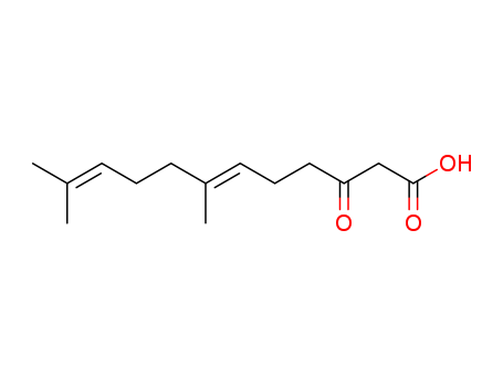 Molecular Structure of 103739-04-4 (6,10-Dodecadienoic acid, 7,11-dimethyl-3-oxo-, (6E)-)