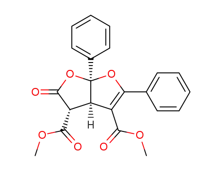 Molecular Structure of 90043-46-2 (Furo2,3-bfuran-3,4-dicarboxylic acid, 2,3,3a,6a-tetrahydro-2-oxo-5,6a-diphenyl-, dimethyl ester, (3.alpha.,3a.alpha.,6a.alpha.)-)