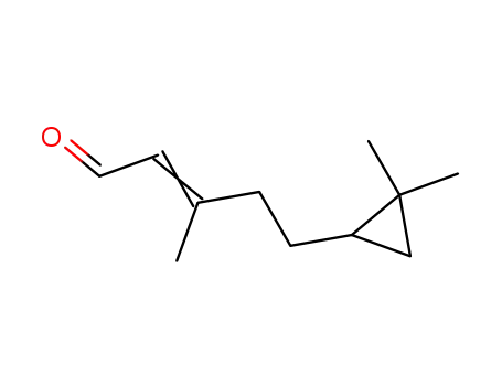 Molecular Structure of 877-60-1 (5-(2,2-DIMETHYLCYCLOPROPYL)-3-METHYL-2-PENTENAL)