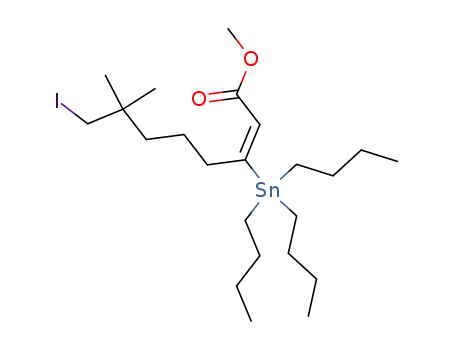 2-Octenoic acid, 8-iodo-7,7-dimethyl-3-(tributylstannyl)-, methyl ester,
(Z)-