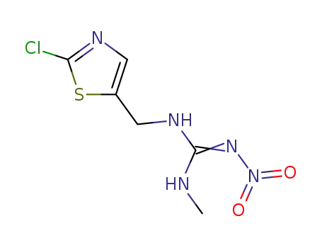 Molecular Structure of 205510-53-8 ((E)-1-(2-CHLORO-5-THIAZOLYLMETHYL)-3-METHYL-2-NITROGUANIDINE)