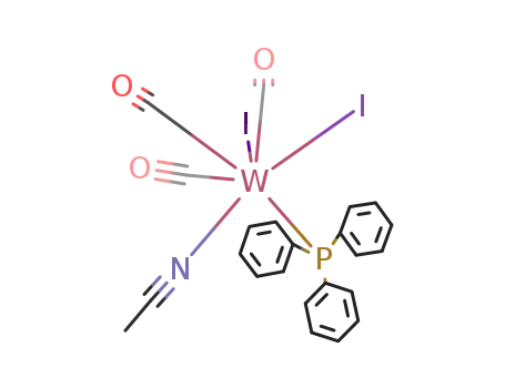 Molecular Structure of 102349-53-1 (Tungsten, (acetonitrile)tricarbonyldiiodo(triphenylphosphine)-)