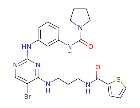 N-(3-(5-Bromo-4-(3-(thiophene-2-carboxamido)propylamino)pyrimidin-2-ylamino)phenyl)pyrrolidine-1-carboxamide
