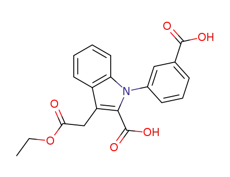 Molecular Structure of 560131-59-1 (1H-Indole-3-acetic acid, 2-carboxy-1-(3-carboxyphenyl)-, a-ethyl ester)