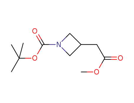 Molecular Structure of 497160-14-2 (TERT-BUTYL 3-((METHOXYCARBONYL)METHYL) AZETIDINE-1-CARBOXYLATE)