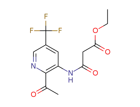 Molecular Structure of 1610779-46-8 (ethyl 3-(2-acetyl-5-(trifluoromethyl)pyridin-3-ylamino)-3-oxopropanoate)