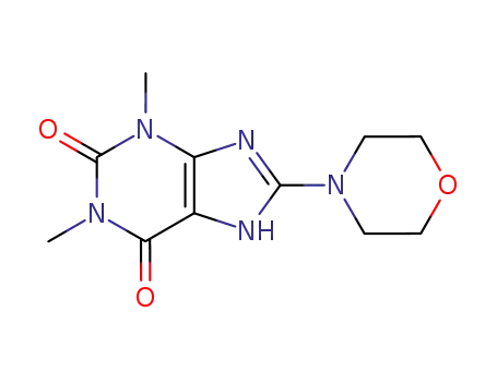 Molecular Structure of 30958-49-7 (1H-Purine-2,6-dione, 3,7-dihydro-1,3-dimethyl-8-(4-morpholinyl)-)