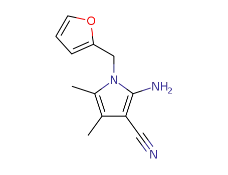Molecular Structure of 103026-02-4 (2-AMINO-1-(2-FURYLMETHYL)-4,5-DIMETHYL-1H-PYRROLE-3-CARBONITRILE)