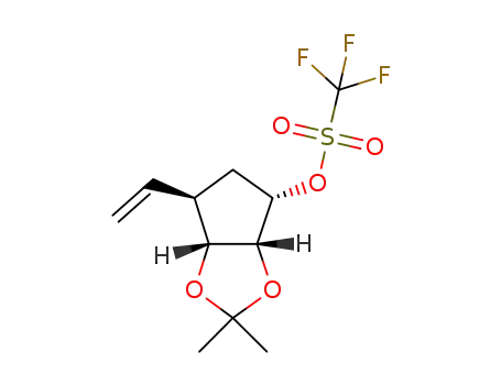 Molecular Structure of 1373333-65-3 ([(3aR,4S,6R, 6aR)-2,2-dimethyl-6-vinyl-4,5,6,6a-tetrahydro-3aH-cyclopenta[d][1,3]dioxol-4-yl] trifluoromethanesulfonate)