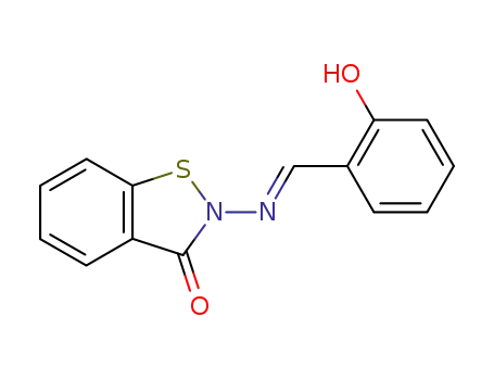 Molecular Structure of 100537-44-8 (1,2-Benzisothiazol-3(2H)-one, 2-[[(2-hydroxyphenyl)methylene]amino]-)