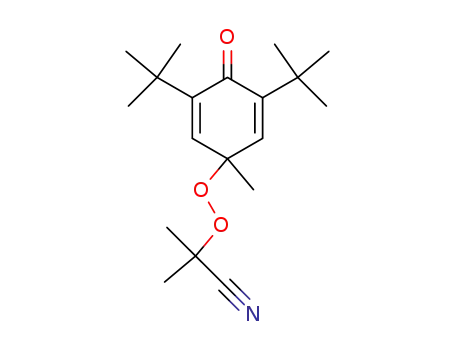Molecular Structure of 79707-62-3 (α-(3,5-di-<i>tert</i>-butyl-1-methyl-4-oxo-cyclohexa-2,5-dienylperoxy)-isobutyronitrile)